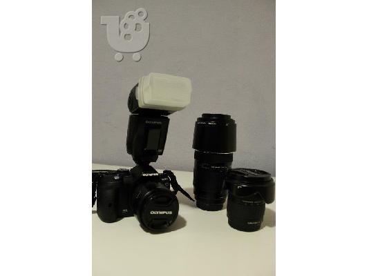 Olympus E-520 με 3 φακούς και πολλά extra