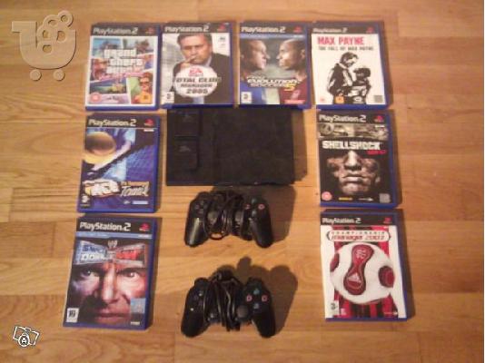 PoulaTo: Playstation 2 + 2 χειριστήρια + 8 games + 2 μνήμες